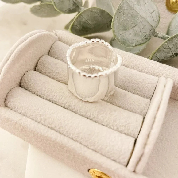 925 Sterling Silver Chunky Bold Statement Ring Large Thick Ring Wide Ring - Picture 9 of 9